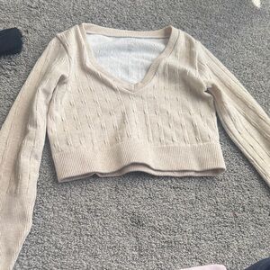V-Neck Cream Sweater